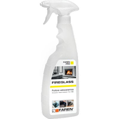 Faren Fireglass pulitore spray per vetri di stufe e camini, detergente disincrostante in flacone da 750 ml