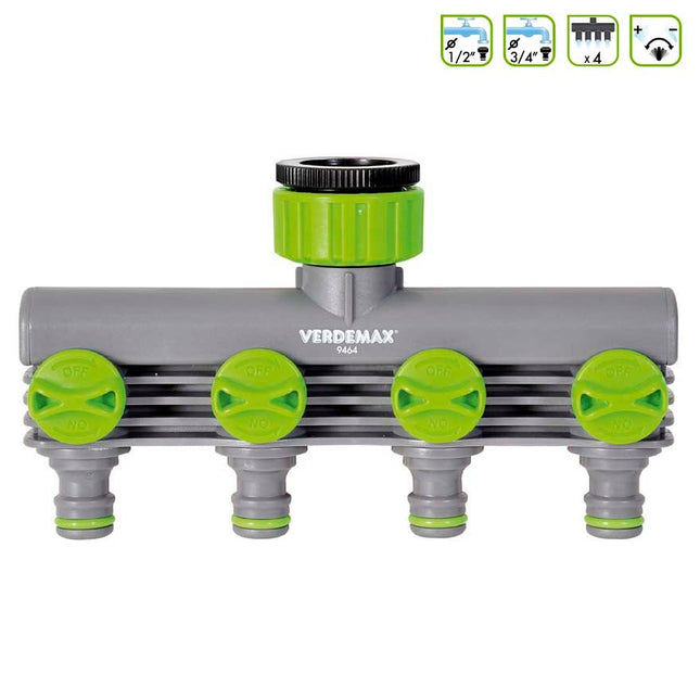 Raccordo Rubinetto a 4 Uscite 1/2" – 3/4" - EUROGARDEN