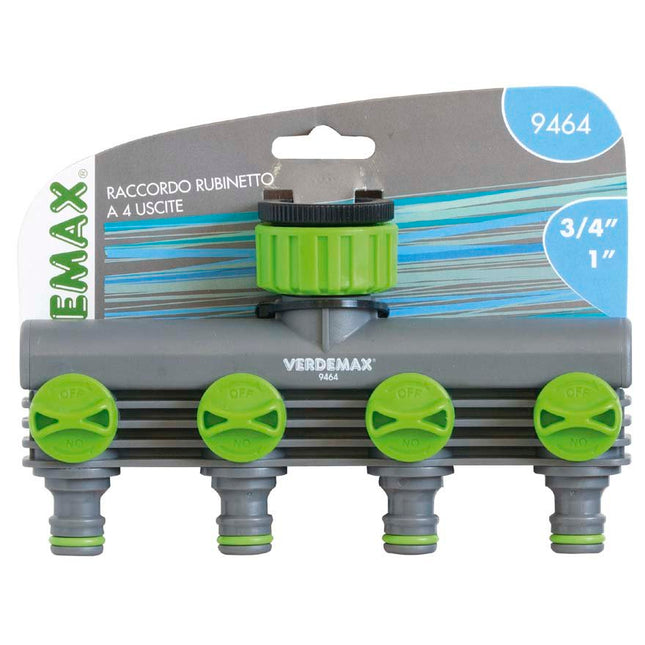 Raccordo Rubinetto a 4 Uscite 1/2" – 3/4" - EUROGARDEN