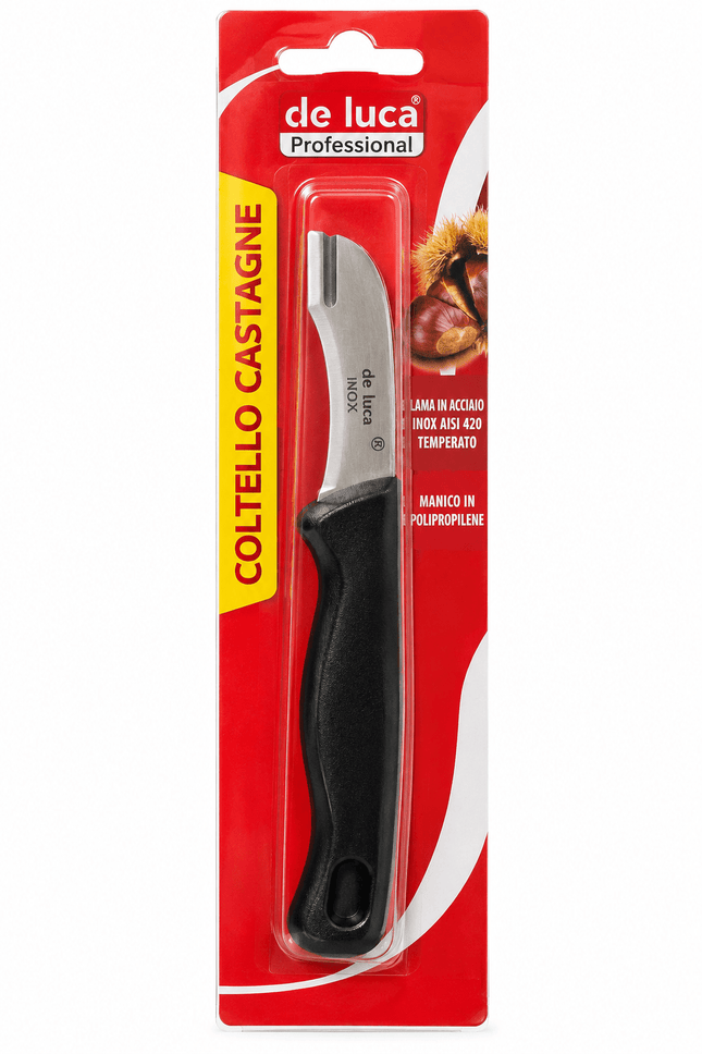 Coltello per castagne De Luca Professional con lama in acciaio inox AISI 420 temperato e manico in polipropilene