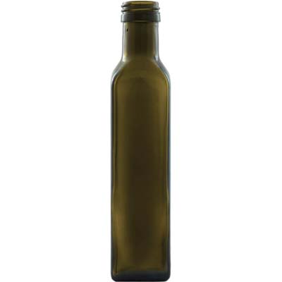Bottiglia Marasca in vetro verde per olio, senza tappo