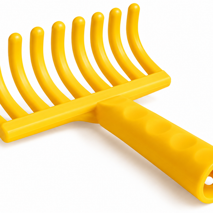 Cogliolive manuale 11 STEA giallo in polipropilene con 9 dita stondate e impugnatura ergonomica con foro portamanico