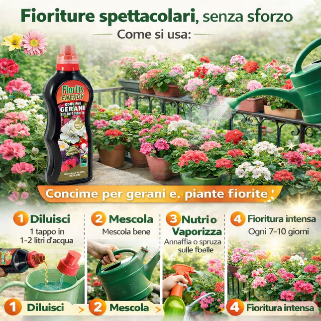 Energy Concime per Gerani e Piante Fiorite 1,2 kg - EUROGARDEN