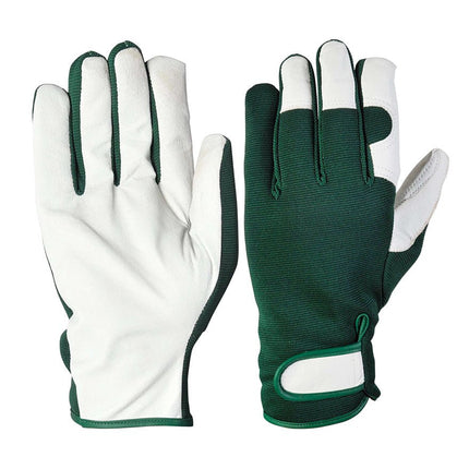 Guanti da Giardino in Pelle e Tessuto Elasticizzato - EUROGARDEN