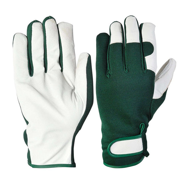 Guanti da Giardino in Pelle e Tessuto Elasticizzato - EUROGARDEN